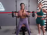Busty Futa babe sucked off during squats by asian futanari